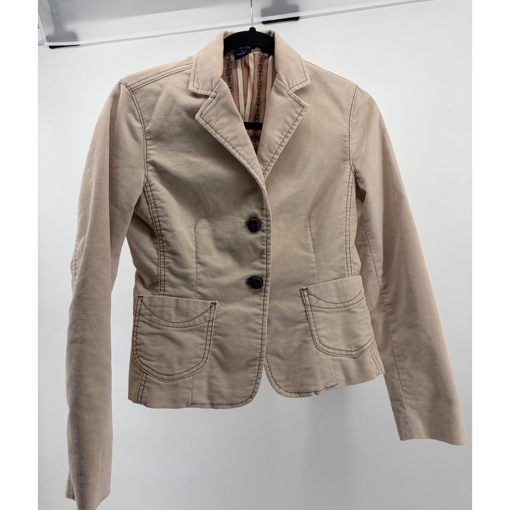 GAP Vintage Corduroy Lined Blazer Jacket Size 2 Cream Y2K ASO Hermione Granger